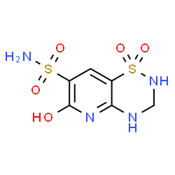ChemSpider 2D Image | 6-Oxo-3,4,5,6-tetrahydro-2H-pyrido[2,3-e][1,2,4]thiadiazine-7-sulfonamide 1,1-dioxide | C6H8N4O5S2