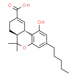 ChemSpider 2D Image | (6aS,10aS)-1-Hydroxy-6,6-dimethyl-3-pentyl-6a,7,8,10a-tetrahydro-6H-benzo[c]chromene-9-carboxylic acid | C21H28O4