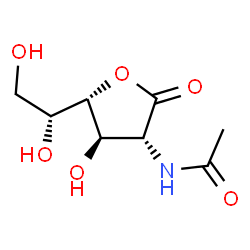 ChemSpider 2D Image | N-{(3R,4R,5R)-5-[(1R)-1,2-Dihydroxyethyl]-4-hydroxy-2-oxotetrahydro-3-furanyl}acetamide | C8H13NO6