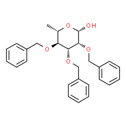 ChemSpider 2D Image | 2,3,4-Tri-O-benzyl-6-deoxy-beta-L-mannopyranose | C27H30O5