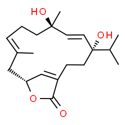 ChemSpider 2D Image | rel-(-)-(1S,4R,10R)-1,4-dihydroxycembra-2E,7E,11Z-trien-20,10-olide | C20H30O4