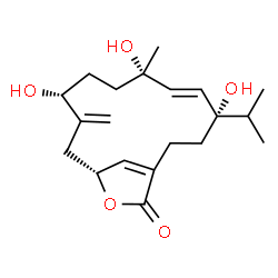 ChemSpider 2D Image | rel-(+)-(1S,4S,7R,10R)-1,4,7-trihydroxycembra-2E,8-(19),11Z-trien-20,10-olide | C20H30O5