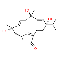 ChemSpider 2D Image | rel-(+)-(1S,4R,8S,10R)-1,4,8-trihydroxycembra-2E,6E,11Z-trien-20,10-olide | C20H30O5