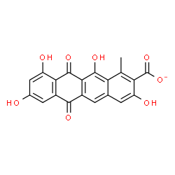 ChemSpider 2D Image | 3,8,10,12-Tetrahydroxy-1-methyl-6,11-dioxo-6,11-dihydro-2-tetracenecarboxylate | C20H11O8