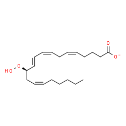 ChemSpider 2D Image | (5Z,8Z,10E,12R,14Z)-12-Hydroperoxy-5,8,10,14-icosatetraenoate | C20H31O4