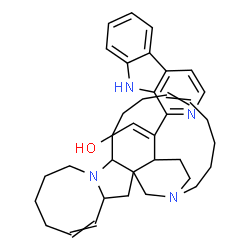 ChemSpider 2D Image | 25-(9H-beta-Carbolin-1-yl)-11,22-diazapentacyclo[11.11.2.1~2,22~.0~2,12~.0~4,11~]heptacosa-5,16,25-trien-13-ol | C36H44N4O
