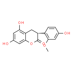 ChemSpider 2D Image | (3R)-5,7-Dihydroxy-3-(4-hydroxy-2-methoxyphenyl)-2-chromanone | C16H14O6