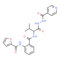 ChemSpider 2D Image | N-(2-{[1-(2-Isonicotinoylhydrazino)-3-methyl-1-oxo-2-butanyl]carbamoyl}phenyl)-2-furamide | C23H23N5O5