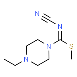 ChemSpider 2D Image | Methyl N-cyano-4-ethyl-1-piperazinecarbimidothioate | C9H16N4S