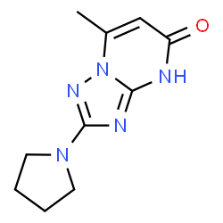 ChemSpider 2D Image | 7-Methyl-2-(1-pyrrolidinyl)[1,2,4]triazolo[1,5-a]pyrimidin-5(1H)-one | C10H13N5O