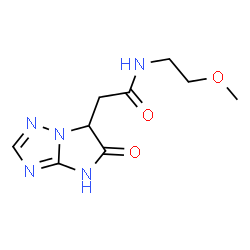 ChemSpider 2D Image | 1H-Imidazo[1,2-b][1,2,4]triazole-6-acetamide, 5,6-dihydro-N-(2-methoxyethyl)-5-oxo- | C9H13N5O3