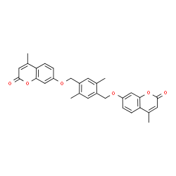 ChemSpider 2D Image | 7,7'-[(2,5-Dimethyl-1,4-phenylene)bis(methyleneoxy)]bis(4-methyl-2H-chromen-2-one) | C30H26O6