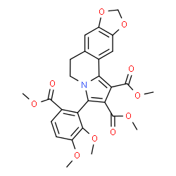 ChemSpider 2D Image | Dimethyl 3-[2,3-dimethoxy-6-(methoxycarbonyl)phenyl]-5,6-dihydro[1,3]dioxolo[4,5-g]pyrrolo[2,1-a]isoquinoline-1,2-dicarboxylate | C27H25NO10