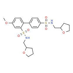 ChemSpider 2D Image | 4-Methoxy-N,N'-bis(tetrahydro-2-furanylmethyl)-2,4'-biphenyldisulfonamide | C23H30N2O7S2