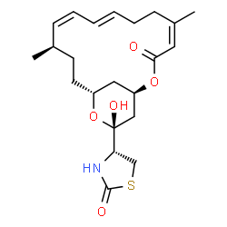 ChemSpider 2D Image | (4R)-4-[(1R,4Z,8E,10Z,12R,15R,17R)-17-Hydroxy-5,12-dimethyl-3-oxo-2,16-dioxabicyclo[13.3.1]nonadeca-4,8,10-trien-17-yl]-1,3-thiazolidin-2-one | C22H31NO5S