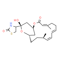 ChemSpider 2D Image | 4-[(1S,4Z,8E,10Z,12R,15S,17S)-17-Hydroxy-5,12-dimethyl-3-oxo-2,16-dioxabicyclo[13.3.1]nonadeca-4,8,10-trien-17-yl]-1,3-thiazolidin-2-one | C22H31NO5S