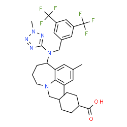 ChemSpider 2D Image | 4-[(5-{[3,5-Bis(trifluoromethyl)benzyl](2-methyl-2H-tetrazol-5-yl)amino}-7,9-dimethyl-2,3,4,5-tetrahydro-1H-1-benzazepin-1-yl)methyl]cyclohexanecarboxylic acid | C31H36F6N6O2