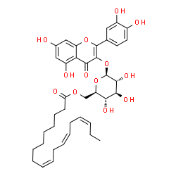 ChemSpider 2D Image | 2-(3,4-Dihydroxyphenyl)-5,7-dihydroxy-4-oxo-4H-chromen-3-yl 6-O-[(9Z,12Z,15Z)-9,12,15-octadecatrienoyl]-beta-D-glucopyranoside | C39H48O13