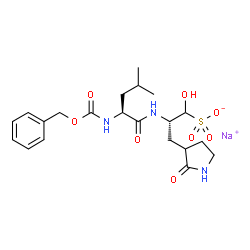 ChemSpider 2D Image | Sodium (2S)-2-({N-[(benzyloxy)carbonyl]-L-leucyl}amino)-1-hydroxy-3-(2-oxo-3-pyrrolidinyl)-1-propanesulfonate | C21H30N3NaO8S