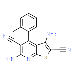 ChemSpider 2D Image | 3,6-Diamino-4-(2-methylphenyl)thieno[2,3-b]pyridine-2,5-dicarbonitrile | C16H11N5S