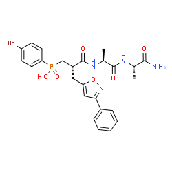ChemSpider 2D Image | N-{(2S)-3-[(4-Bromophenyl)(hydroxy)phosphoryl]-2-[(3-phenyl-1,2-oxazol-5-yl)methyl]propanoyl}-L-alanyl-L-alaninamide | C25H28BrN4O6P