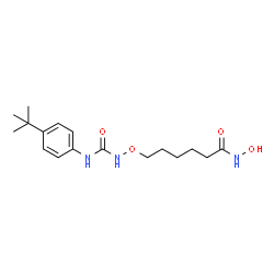 ChemSpider 2D Image | N-Hydroxy-6-[({[4-(2-methyl-2-propanyl)phenyl]carbamoyl}amino)oxy]hexanamide | C17H27N3O4