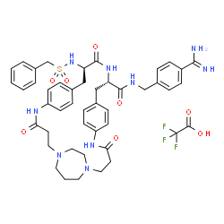 ChemSpider 2D Image | (11S,14R)-14-[(Benzylsulfonyl)amino]-N-(4-carbamimidoylbenzyl)-4,13,21-trioxo-1,5,12,20,24-pentaazatetracyclo[22.3.2.2~6,9~.2~16,19~]tritriaconta-6,8,16,18,30,32-hexaene-11-carboxamide trifluoroacetat
e (1:1) | C46H54F3N9O8S