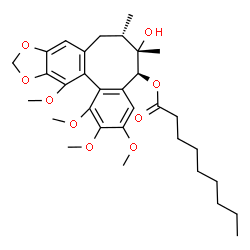 ChemSpider 2D Image | (5S,6S,7S)-6-Hydroxy-1,2,3,13-tetramethoxy-6,7-dimethyl-5,6,7,8-tetrahydrobenzo[3',4']cycloocta[1',2':4,5]benzo[1,2-d][1,3]dioxol-5-yl nonanoate | C32H44O9
