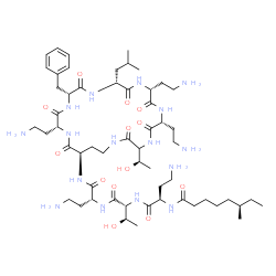 ChemSpider 2D Image | (6R)-N-[(2R)-4-Amino-1-{[(2R,3R)-1-{[(2R)-4-amino-1-oxo-1-({(6R,9R,12R,15R,18R,21R)-6,9,18-tris(2-aminoethyl)-15-benzyl-3-[(1R)-1-hydroxyethyl]-12-isobutyl-2,5,8,11,14,17,20-heptaoxo-1,4,7,10,13,16,19
-heptaazacyclotricosan-21-yl}amino)-2-butanyl]amino}-3-hydroxy-1-oxo-2-butanyl]amino}-1-oxo-2-butanyl]-6-methyloctanamide | C56H98N16O13