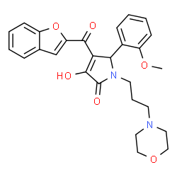 ChemSpider 2D Image | 4-(1-Benzofuran-2-ylcarbonyl)-3-hydroxy-5-(2-methoxyphenyl)-1-[3-(4-morpholinyl)propyl]-1,5-dihydro-2H-pyrrol-2-one | C27H28N2O6