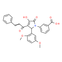 ChemSpider 2D Image | 3-[3-Cinnamoyl-2-(2,5-dimethoxyphenyl)-4-hydroxy-5-oxo-2,5-dihydro-1H-pyrrol-1-yl]benzoic acid | C28H23NO7