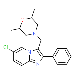 ChemSpider 2D Image | 6-Chloro-3-[(2,6-dimethyl-4-morpholinyl)methyl]-2-phenylimidazo[1,2-a]pyridine | C20H22ClN3O
