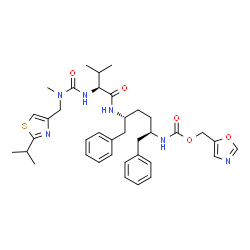ChemSpider 2D Image | N~2~-{[(2-Isopropyl-1,3-thiazol-4-yl)methyl](methyl)carbamoyl}-N-[(2R,5R)-5-{[(1,3-oxazol-5-ylmethoxy)carbonyl]amino}-1,6-diphenyl-2-hexanyl]-L-valinamide | C37H48N6O5S