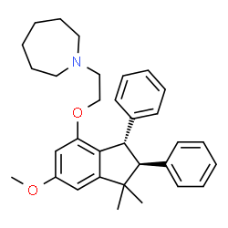 ChemSpider 2D Image | 1-(2-{[(2S,3S)-6-Methoxy-1,1-dimethyl-2,3-diphenyl-2,3-dihydro-1H-inden-4-yl]oxy}ethyl)azepane | C32H39NO2