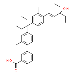 ChemSpider 2D Image | 4'-(3-{4-[(1E)-3-Ethyl-3-hydroxy-1-penten-1-yl]-3-methylphenyl}-3-pentanyl)-2'-methyl-3-biphenylcarboxylic acid | C33H40O3