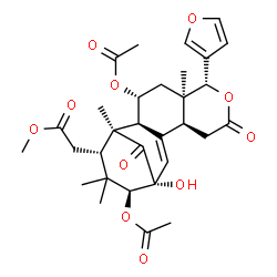 ChemSpider 2D Image | 11Î±-Acetoxy-2Î±-hydroxy-6-deoxydestigloylswietenine acetate | C31H38O11
