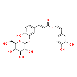ChemSpider 2D Image | (Z)-2-(3,4-Dihydroxyphenyl)vinyl (2E)-3-[3-(beta-D-glucopyranosyloxy)-4-hydroxyphenyl]acrylate | C23H24O11