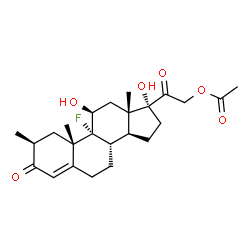 ChemSpider 2D Image | Pregn-4-ene-3,20-dione, 9-fluoro-11beta,17,21-trihydroxy-2beta-methyl-, 21-acetate | C24H33FO6