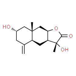 ChemSpider 2D Image | (3R,3aS,4aS,7S,8aR,9aR)-3,7-Dihydroxy-3,8a-dimethyl-5-methylenedecahydronaphtho[2,3-b]furan-2(3H)-one | C15H22O4