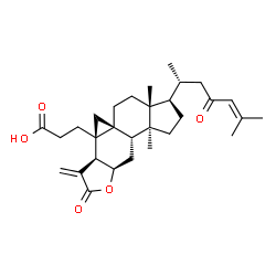 ChemSpider 2D Image | 3-[(1aS,3aR,4R,6aS,6bS,7aR,10aR,10bR)-3a,6a-Dimethyl-10-methylene-4-[(2R)-6-methyl-4-oxo-5-hepten-2-yl]-9-oxododecahydro-1H-cyclopenta[7,8]cyclopropa[4,4a]naphtho[2,3-b]furan-10b(2H)-yl]propanoic acid | C30H42O5