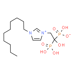 ChemSpider 2D Image | Hydrogen [2-(1-decyl-1H-imidazol-3-ium-3-yl)-1-hydroxy-1-phosphonoethyl]phosphonate | C15H30N2O7P2