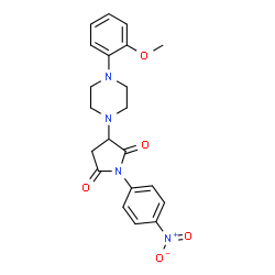 ChemSpider 2D Image | 3-[4-(2-Methoxyphenyl)-1-piperazinyl]-1-(4-nitrophenyl)-2,5-pyrrolidinedione | C21H22N4O5