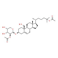 ChemSpider 2D Image | (3beta)-3-[(2-O-Acetyl-beta-D-arabinopyranosyl)oxy]-19-hydroxycholest-5-en-25-yl acetate | C36H58O9