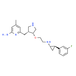 ChemSpider 2D Image | 6-{[(3R,4R)-4-(2-{[(1S,2R)-2-(3-Fluorophenyl)cyclopropyl]amino}ethoxy)-3-pyrrolidinyl]methyl}-4-methyl-2-pyridinamine | C22H29FN4O