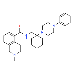 ChemSpider 2D Image | 2-Methyl-N-{[1-(4-phenyl-1-piperazinyl)cyclohexyl]methyl}-1,2,3,4-tetrahydro-5-isoquinolinecarboxamide | C28H38N4O