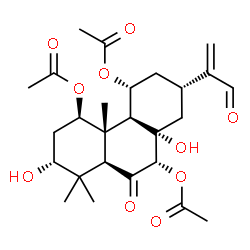 ChemSpider 2D Image | (1beta,3alpha,7alpha,8alpha,11alpha)-3,8-Dihydroxy-6,16-dioxoabiet-15(17)-ene-1,7,11-triyl triacetate | C26H36O10