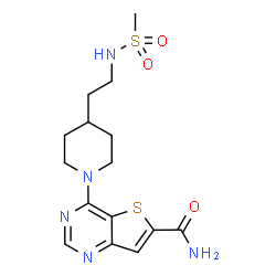 ChemSpider 2D Image | 4-[4-(2-methanesulfonamidoethyl)piperidin-1-yl]thieno[3,2-d]pyrimidine-6-carboxamide | C15H21N5O3S2