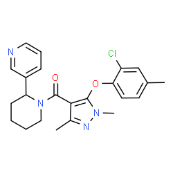 ChemSpider 2D Image | [5-(2-Chloro-4-methylphenoxy)-1,3-dimethyl-1H-pyrazol-4-yl][2-(3-pyridinyl)-1-piperidinyl]methanone | C23H25ClN4O2