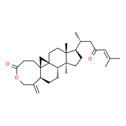 ChemSpider 2D Image | (1R,3aS,3bS,5aR,11aR,12aS,14aR)-3a,14a-Dimethyl-6-methylene-1-[(2R)-6-methyl-4-oxo-5-hepten-2-yl]tetradecahydro-1H,9H-cyclopenta[5,6]cyclopropa[1,8a]naphtho[2,1-d]oxocin-9-one | C30H44O3
