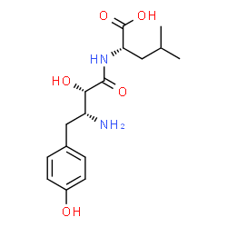 ChemSpider 2D Image | N-[(2S,3R)-3-Amino-2-hydroxy-4-(4-hydroxyphenyl)butanoyl]-L-leucine | C16H24N2O5